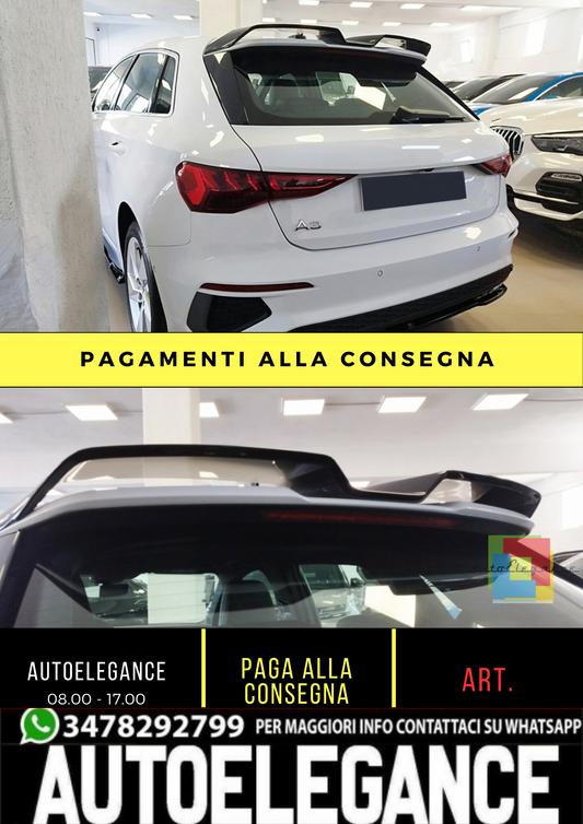 Alettone spoiler tetto adatto per Audi A3 8Y (2020-) Sportback non verniciato