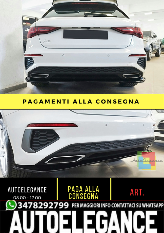 Splitter di estensione paraurti posteriore adatto per Audi A3 8Y S-Line