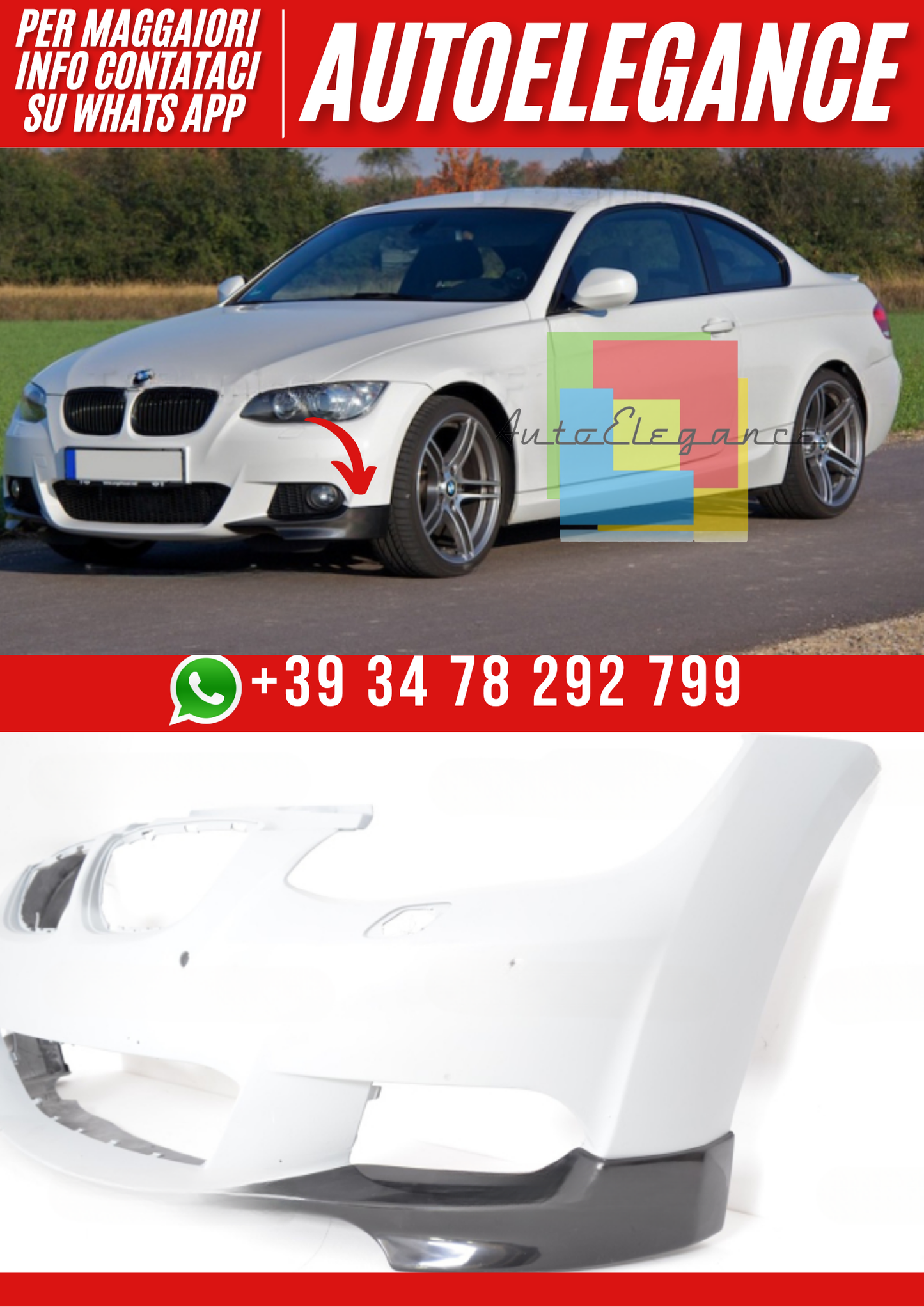 ❤️Flaps Splitter Anteriore per BMW Serie 3 E92 E93 M Pack 2006–2010❤️