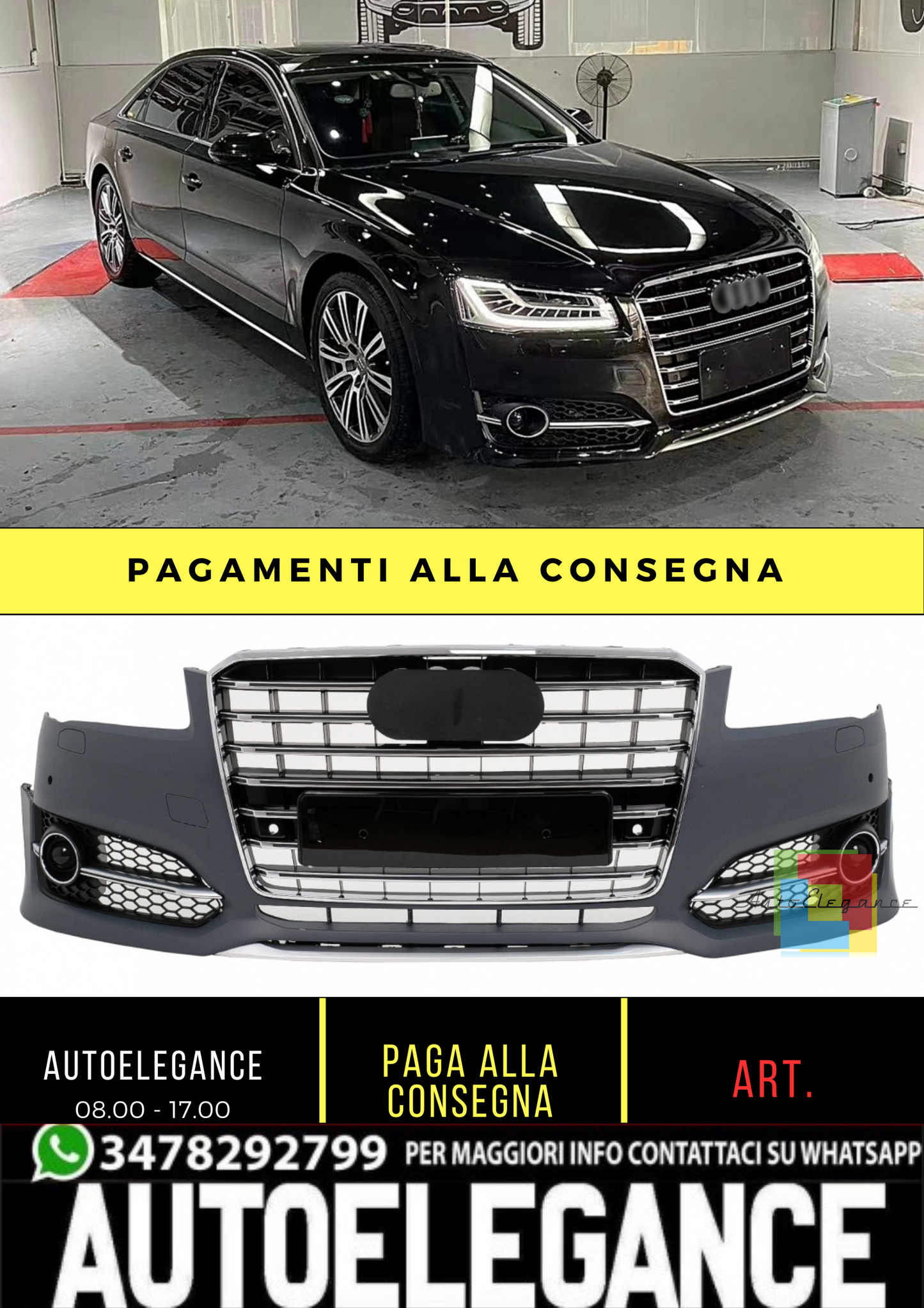 💕 Paraurti anteriore adatto per Audi A8 D4 Facelift D4.5 (2014-2017) S8 💕