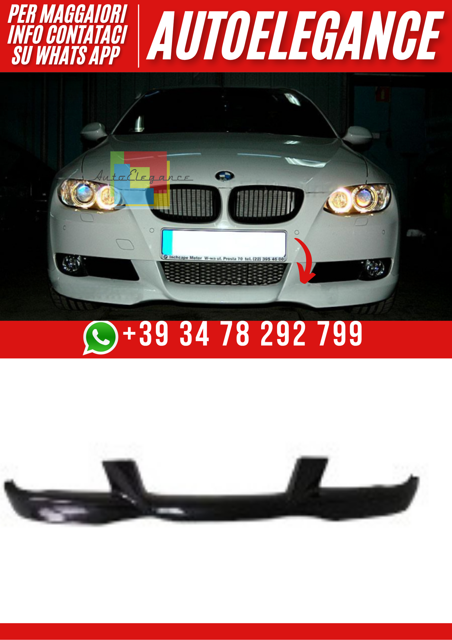 ❤️Spoiler Anteriore Compatibile con BMW E92 E93 2006–2010 (M-Look)❤️