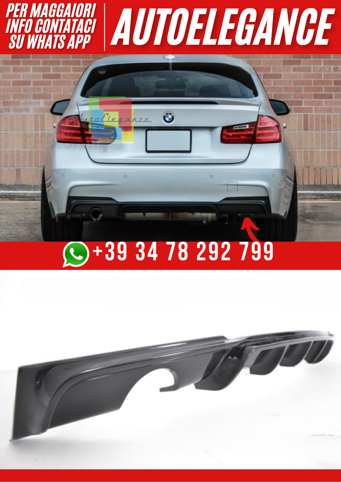 ❤️Diffusore Paraurti Posteriore BMW F30/F31 M Package - Versione 1❤️