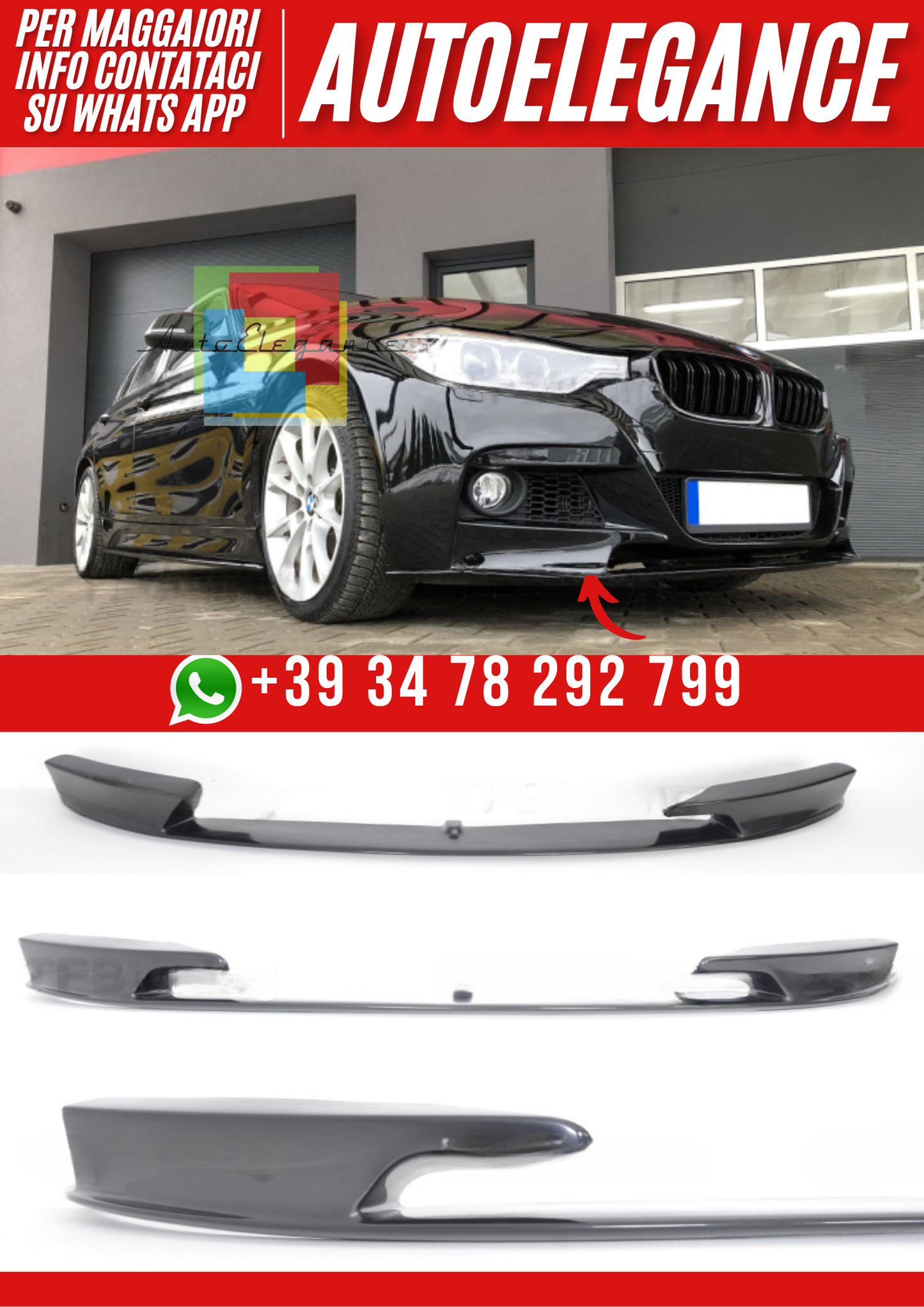 ❤️Spoiler Anteriore ver.3 per BMW F30/F31 M Paket (2012–2018)❤️