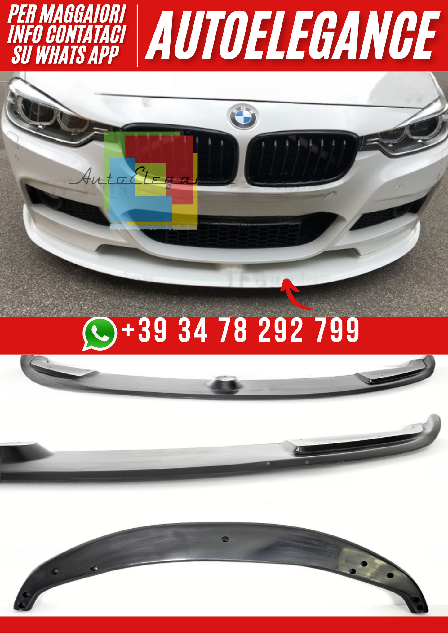 ❤️Spoiler Anteriore ver.2 per BMW F30/F31 M Paket (2012–2018)❤️