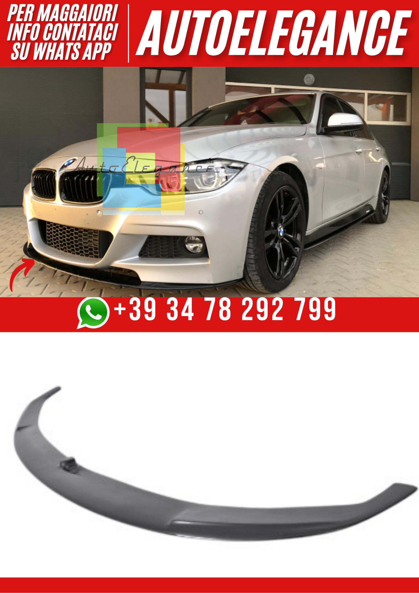 ❤️Spoiler Anteriore ver.1 per BMW F30/F31 M Paket (2012–2018)❤️
