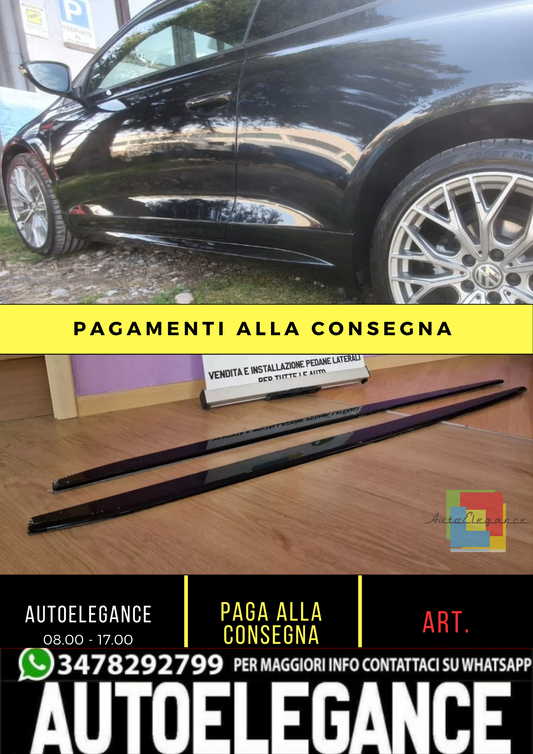 😍VW SCIROCCO 2008-2016 🟢GLOSSY BLACK SPLITTER UNDER SIDE SKIRTS🟢