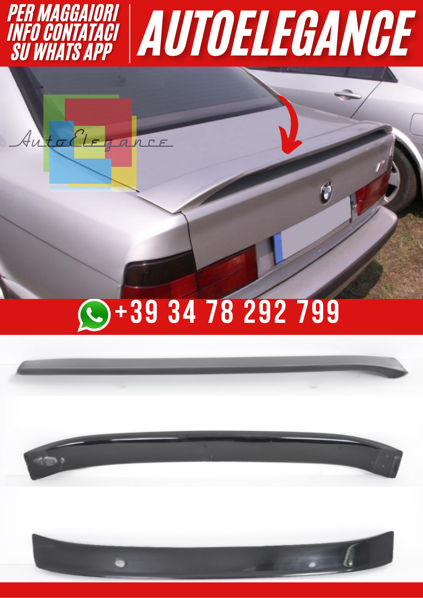 ❤️Spoiler  Posteriore Compatibile con BMW Serie 5 E34 Berlina (1988–1996)❤️