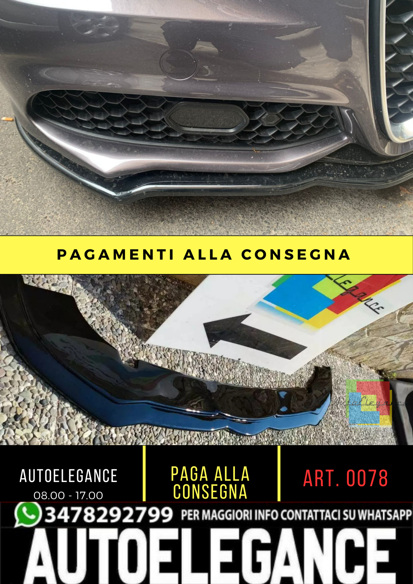 💖 SPLITTER ALFA ROMEO ADATTO PER GIULIA STANDARD IN NERO LUCIDO ABS 💖