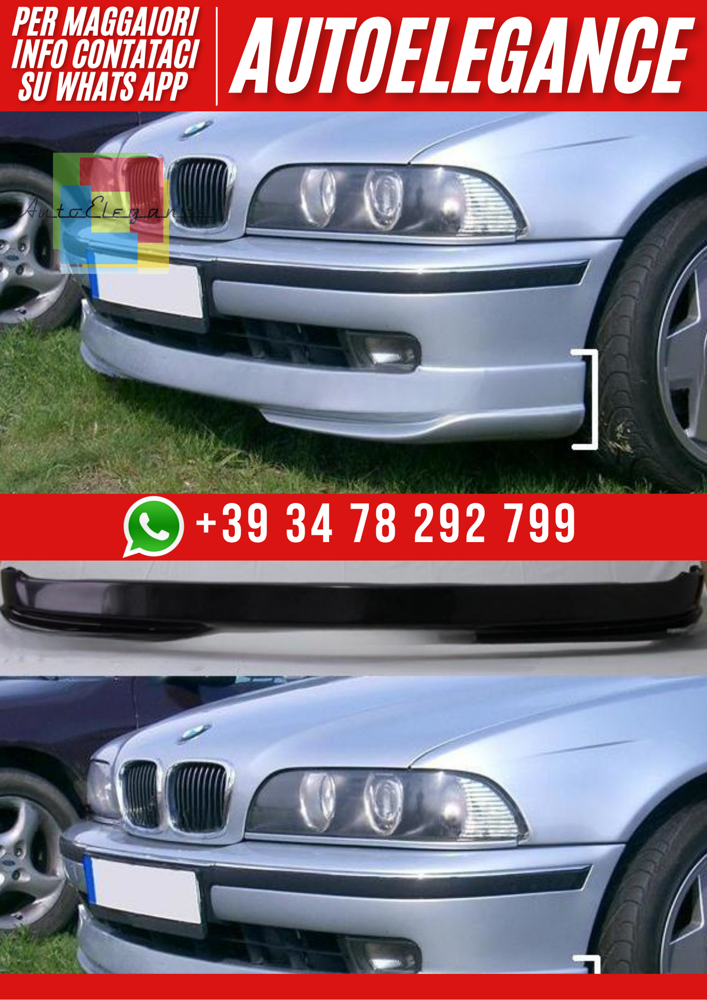 ❤️ Splitter Paraurti  Anteriore per BMW Serie 5 E39 M-Pack / M5 (1995-2000)❤️