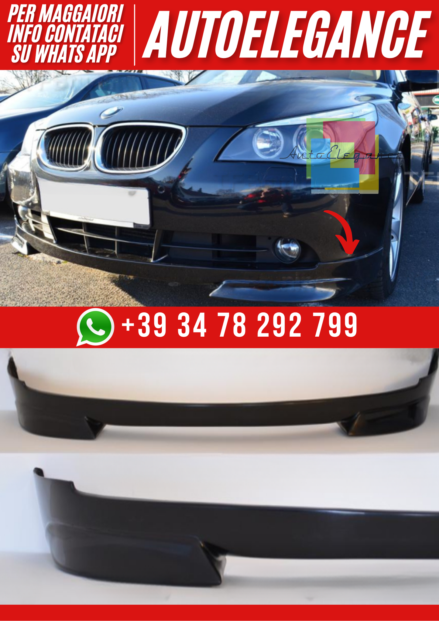 ❤️Spoiler paraurti anteriore BMW Serie 5 E60/E61 (2003–2007)❤️