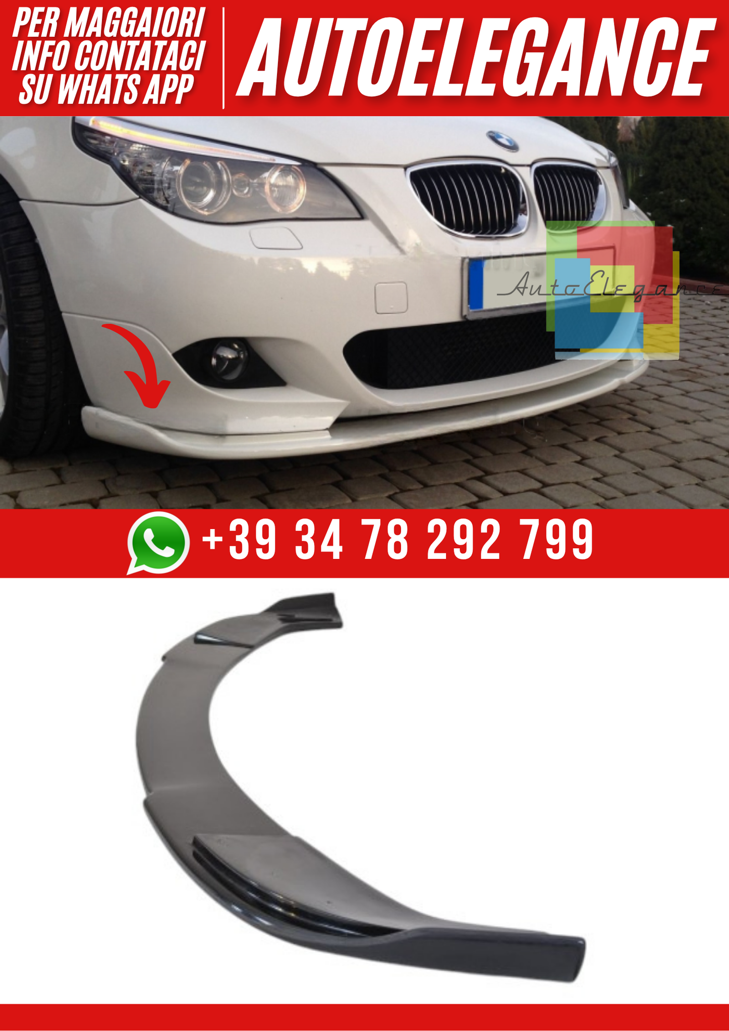 ❤️ Spoiler paraurti anteriore BMW Serie 5 E60/E61 M Pack❤️