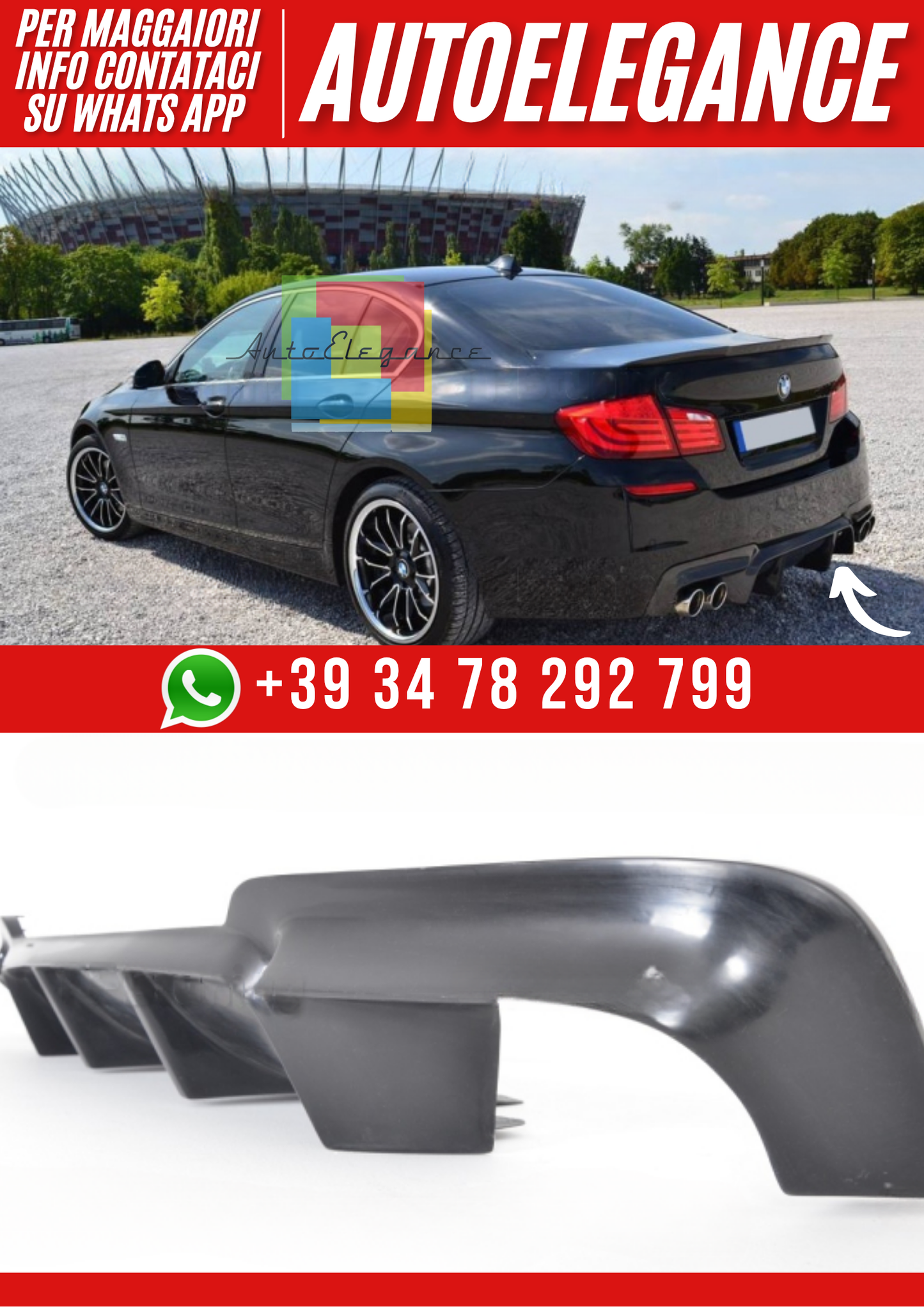 ❤️ Diffusore Posteriore per BMW Serie 5  BMW F10 F11 Mpack v2❤️ (Copia)