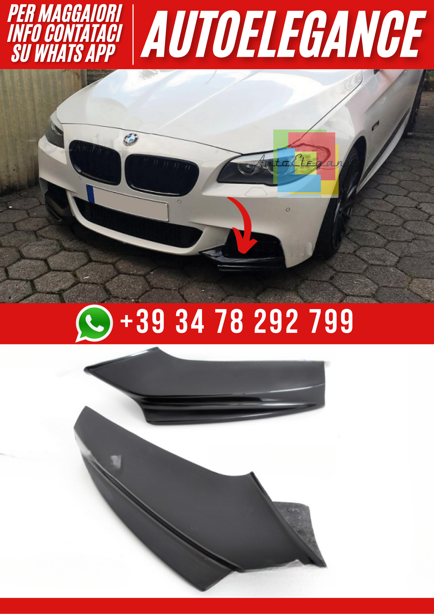 ❤️Flaps Splitter Anteriore per BMW Serie 5 F10 F11 M Pack❤️