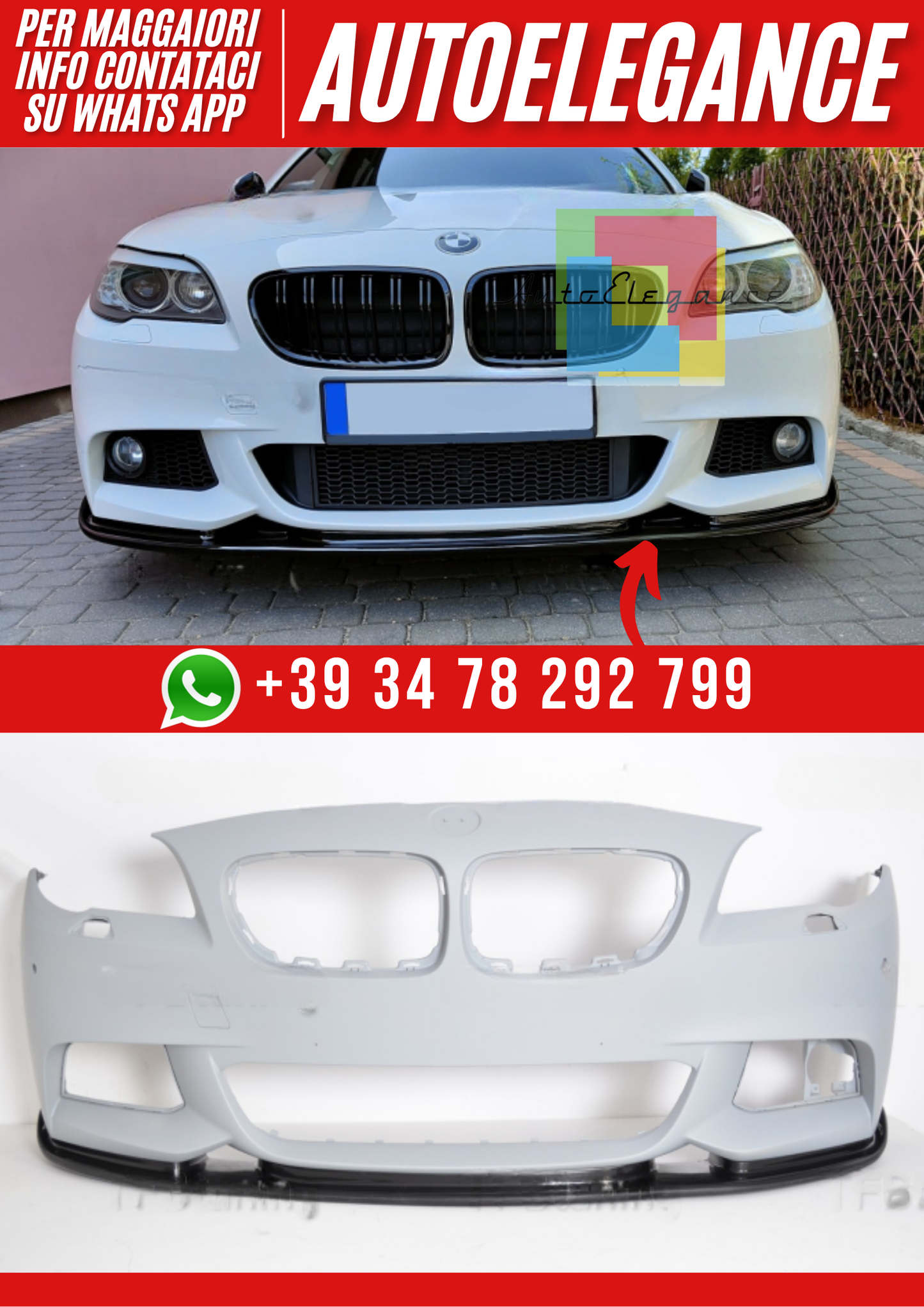 ❤️Spoiler Paraurti Anteriore Compatibile con BMW Serie 5 F10 F11 M-Pack v1❤️