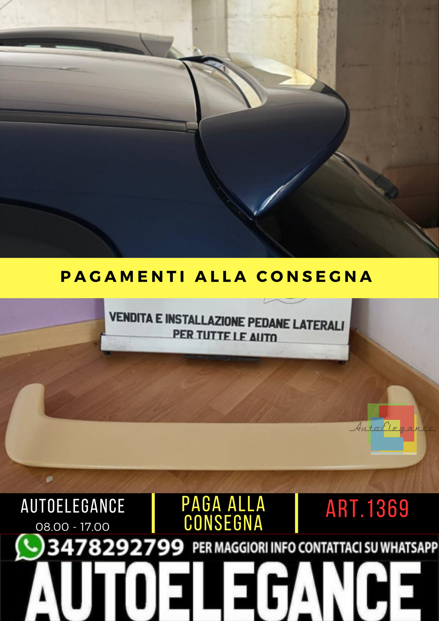 🔥 SPOILER POSTERIORE SUL TETTO GTI ABS ADATTO PER PEUGEOT 206 3 / 5 PORTE 🔥