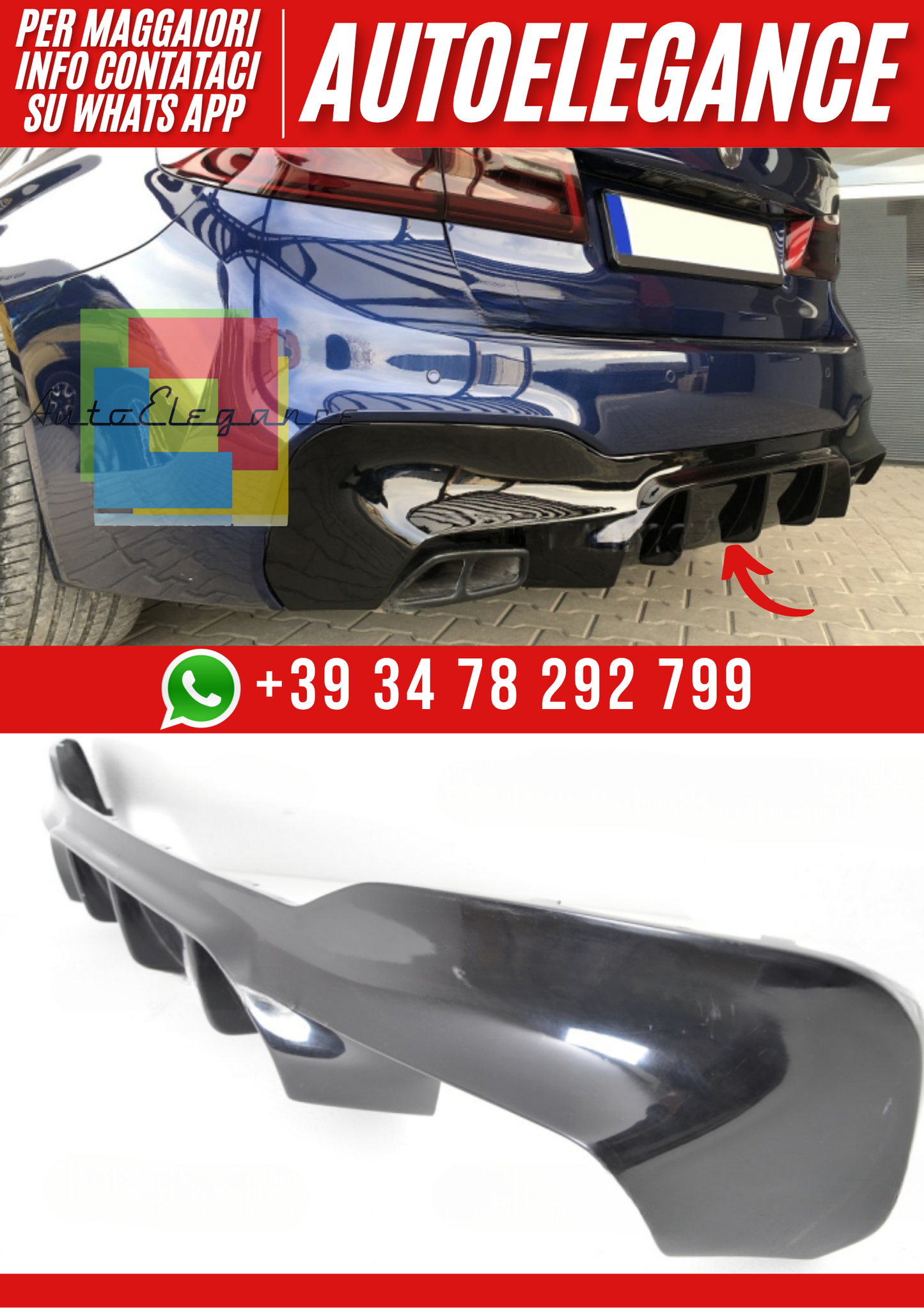 ❤️Diffusore Posteriore Compatibile con BMW Serie 5 G30 G31 M Pack (2017–2024) ❤️