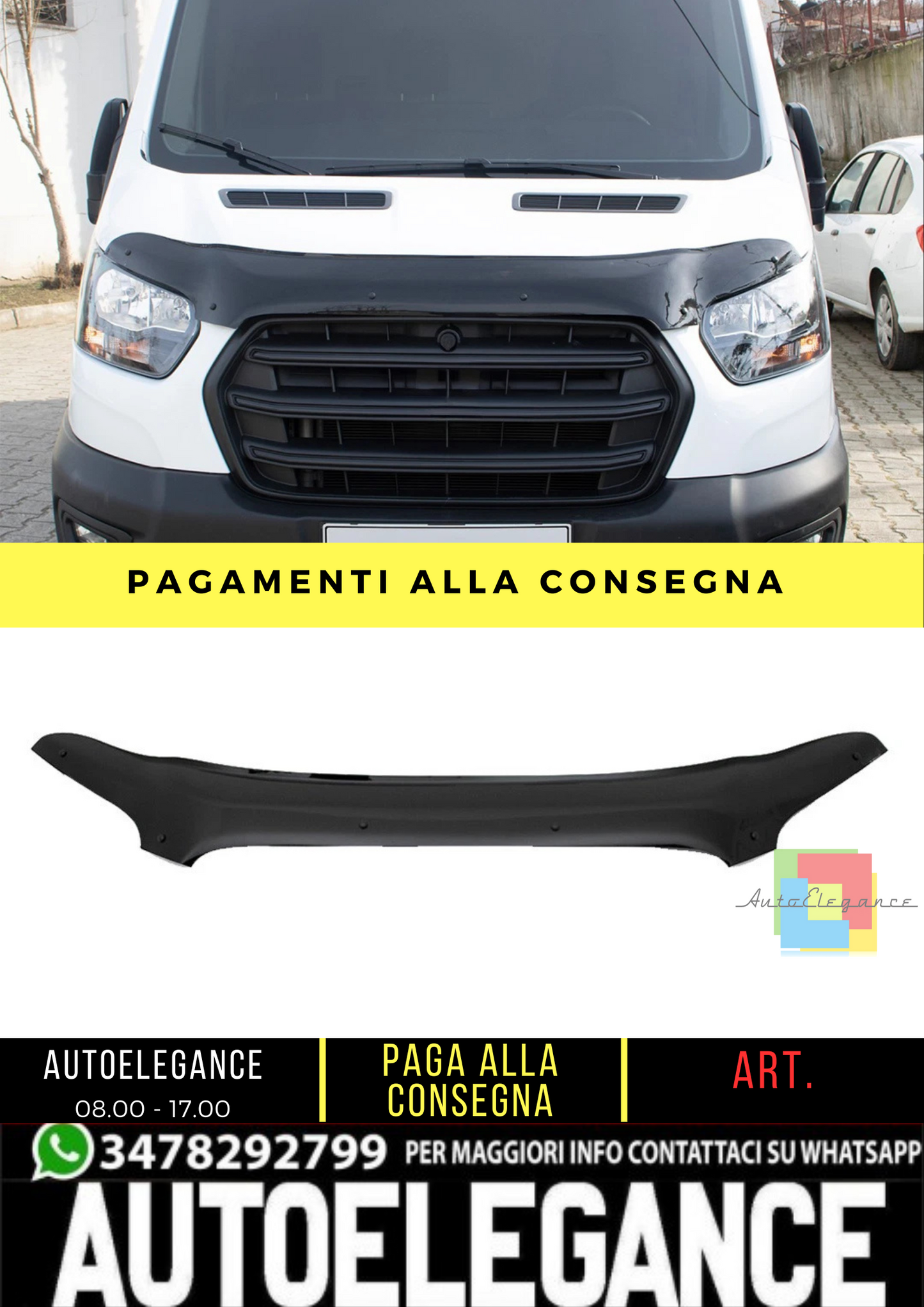 🔥 Protezione cofano adatto per FORD Transit MK8 restyling dal 2019 🔥