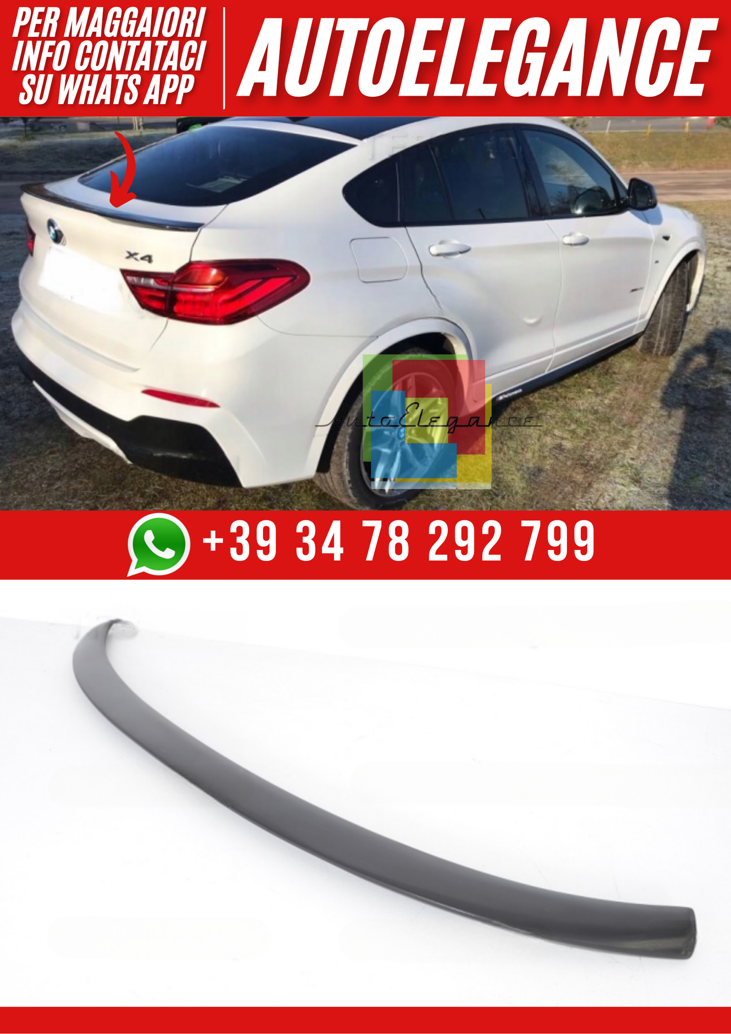 ❤️Spoiler Posteriore Portellone Compatibile con BMW X4 F26 2014–2018❤️