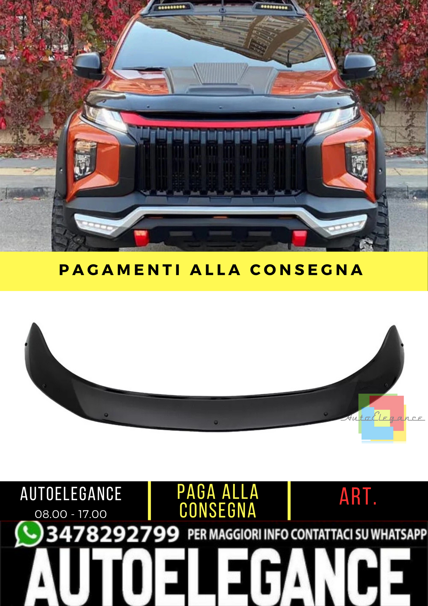 🔥 Protezione cofano adatto per MITSUBISHI L200 Triton Serie 6 dal 2019 🔥