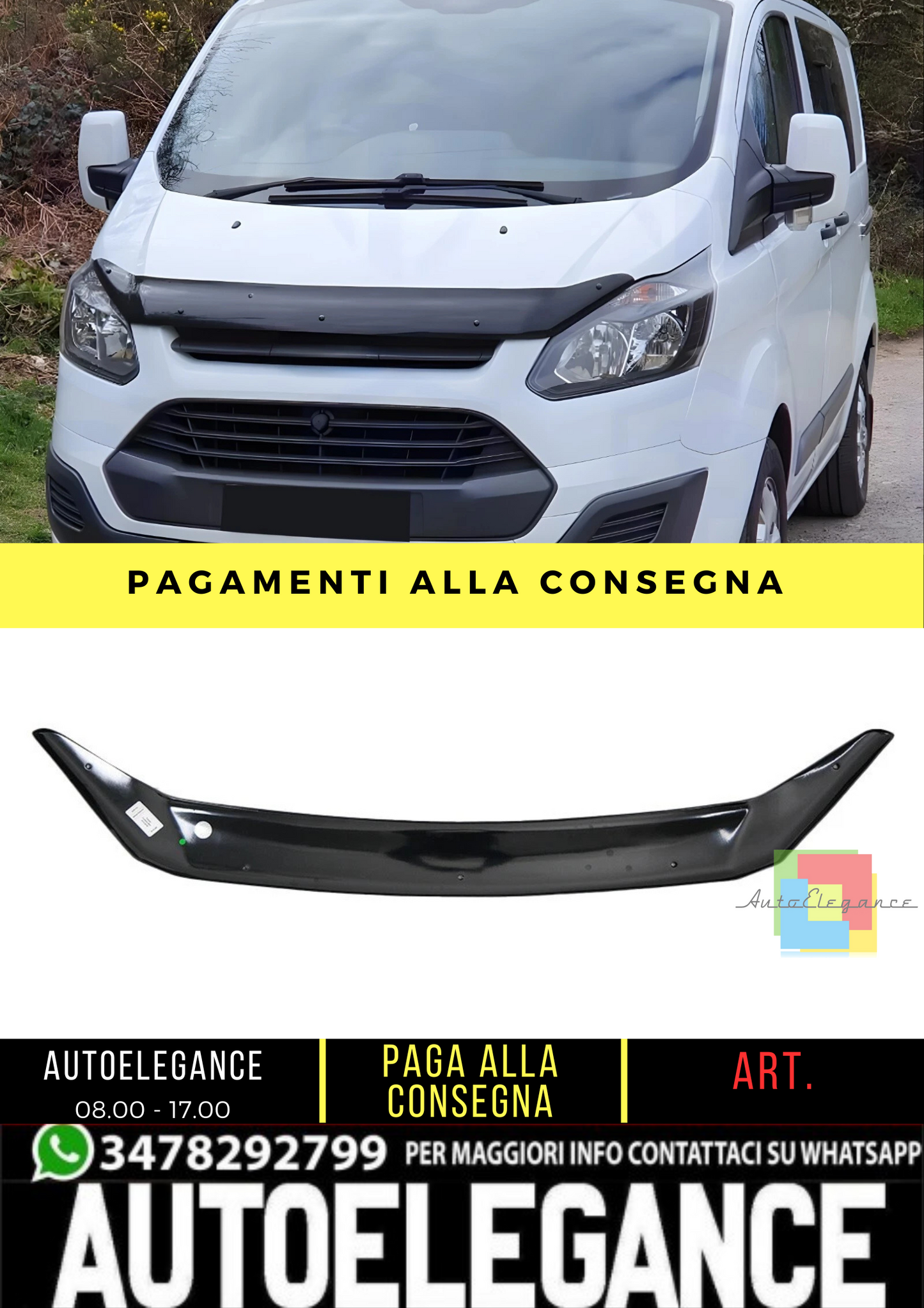 🔥 Protezione cofano adatto per FORD Transit Custom MK1 dal 2012 al 2018 🔥