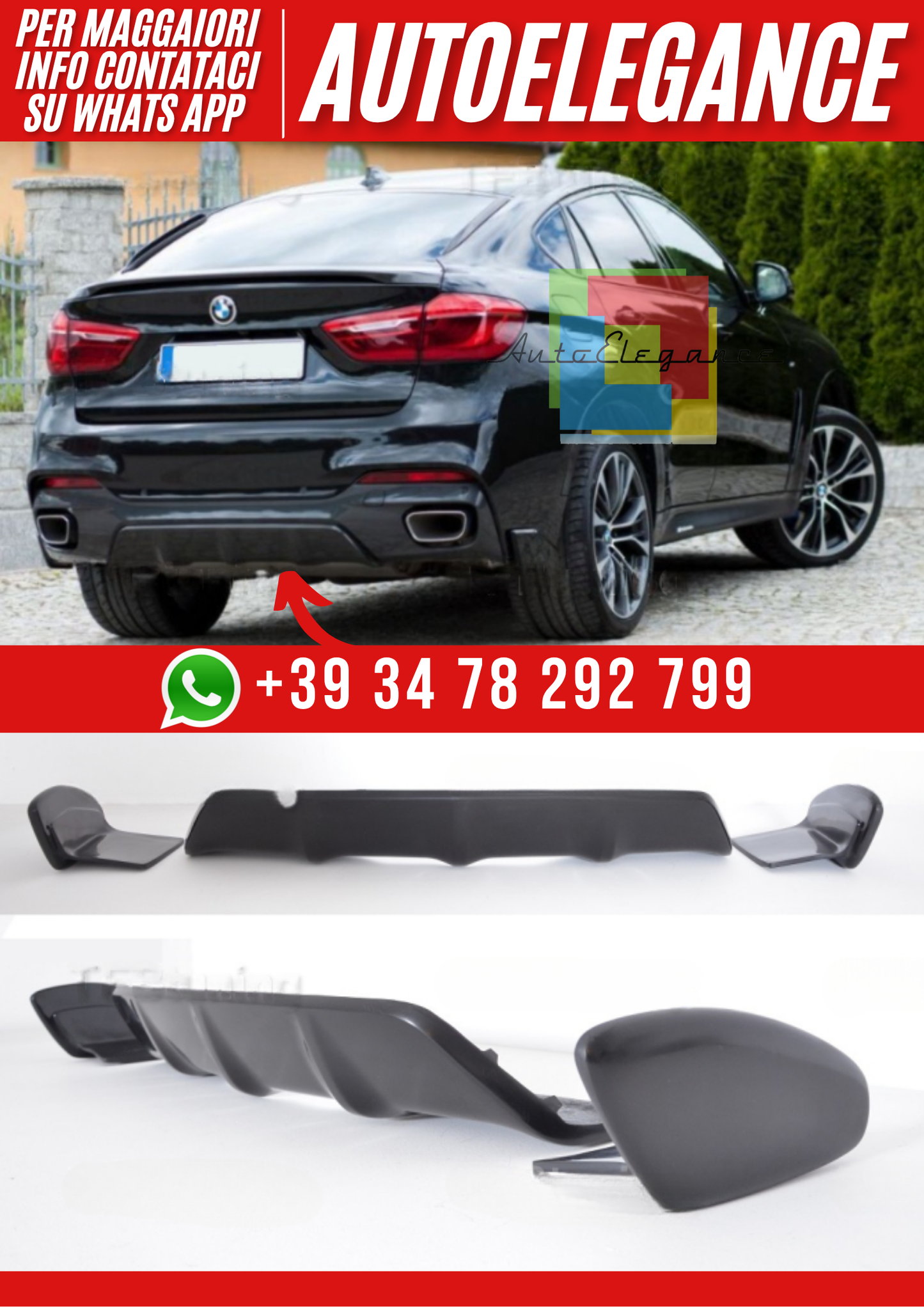 ❤️Diffusore Posteriore Compatibile con BMW X6 F16 ❤️