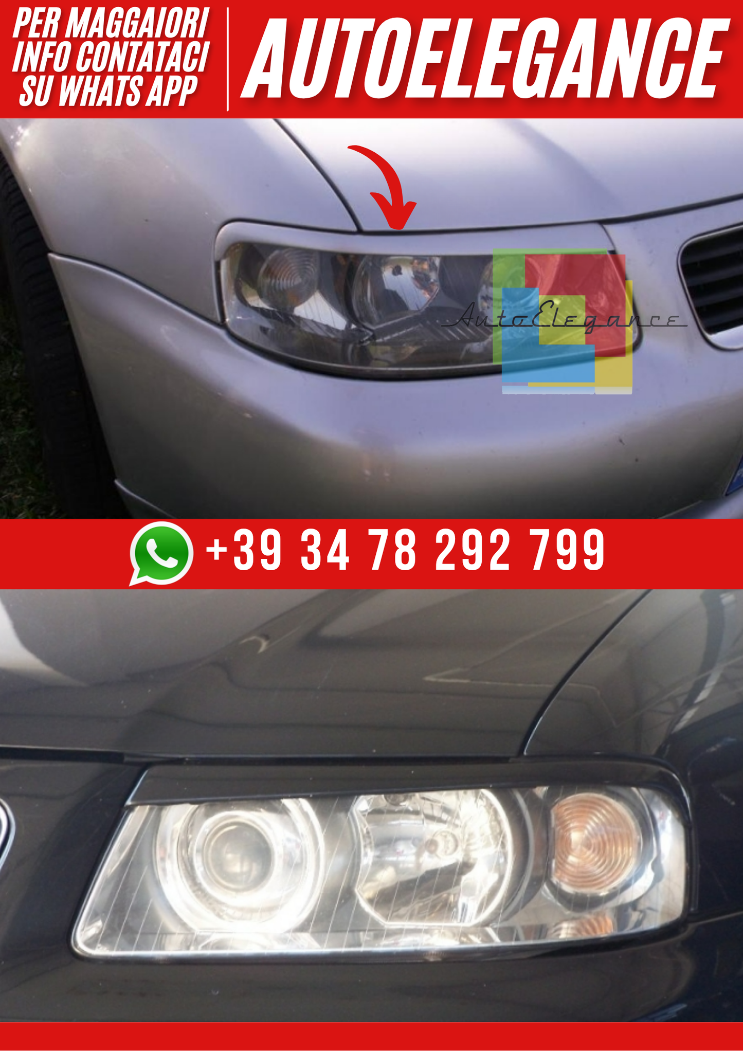 ❤️Palpebre  Fari Compatibili con Audi A3 8L ver 1 (1999–2003)❤️