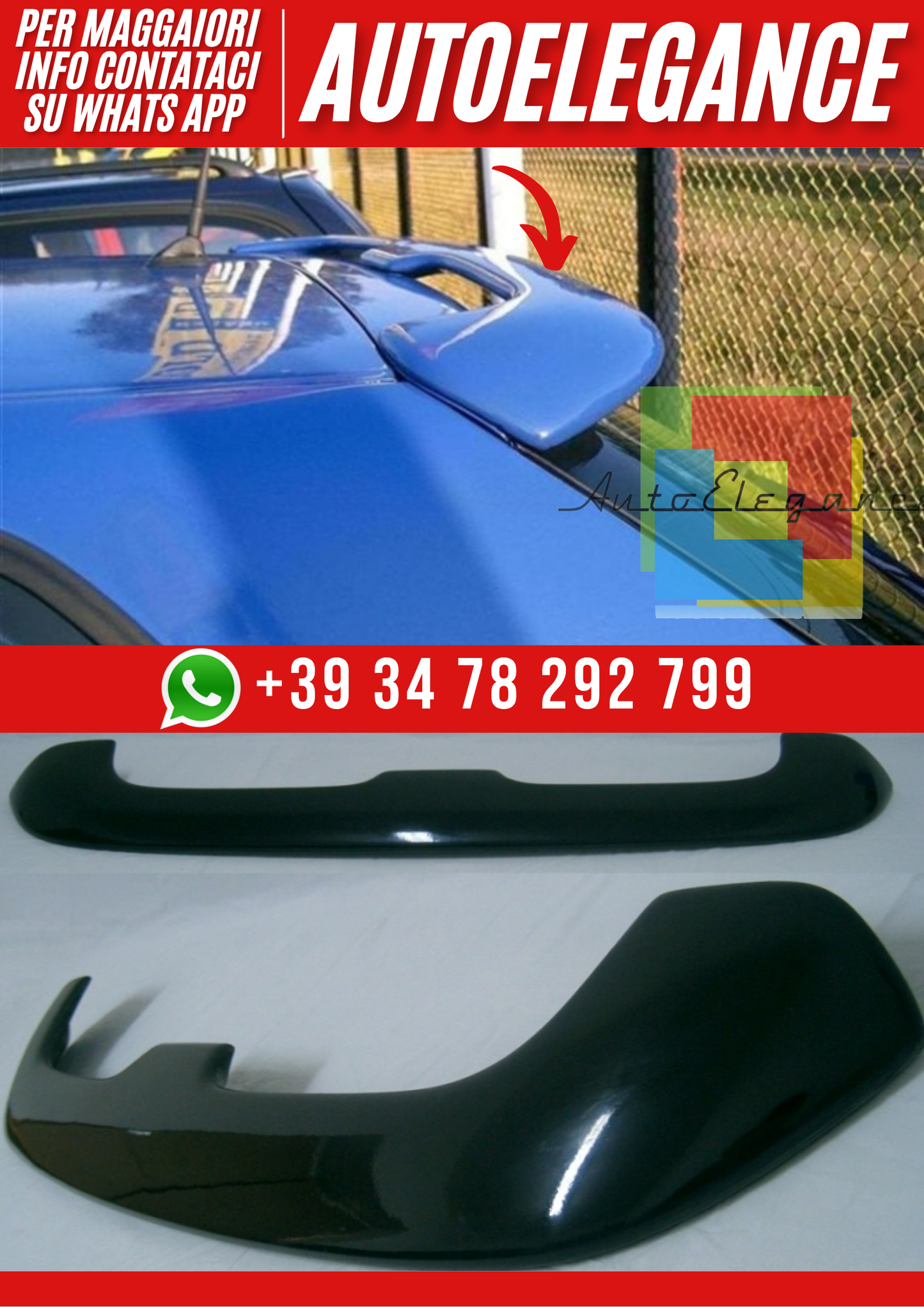 ❤️Spoiler Tetto Compatibile con Audi A3 8L Restyling (1999–2003) 3 Porte V2❤️