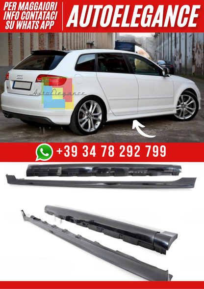 ❤️Minigonne Laterali Compatibili con Audi A3 8PA 5 Porte 2005–2012  v1❤️