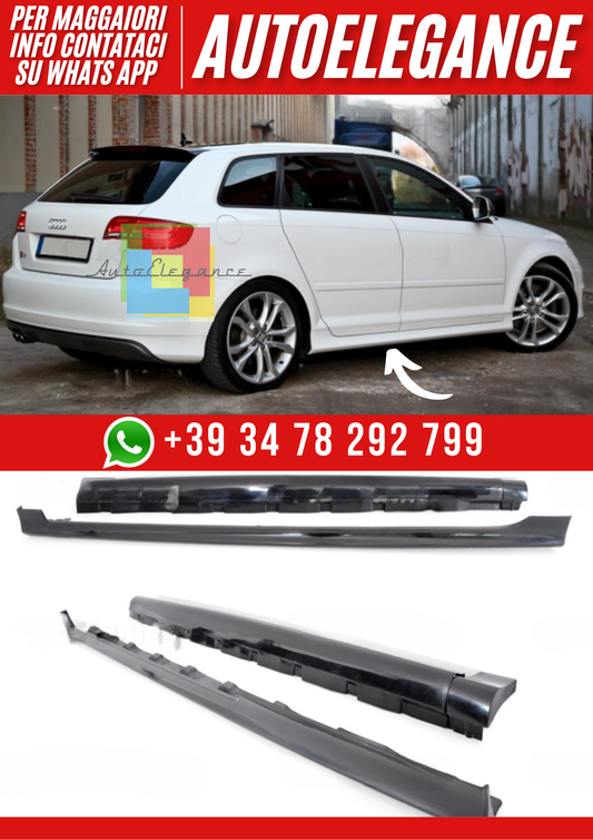 ❤️Minigonne Laterali Compatibili con Audi A3 8PA 5 Porte 2005–2012  v1❤️