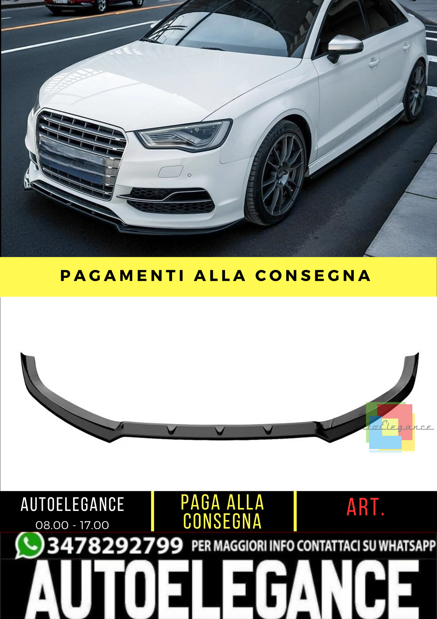 🔥 Spoiler Anteriore adatto per AUDI S3 8V dal 2013 al 2016 🔥