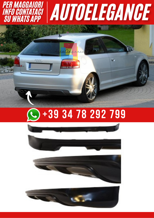 ❤️Diffusore Posteriore Compatibile con Audi A3 8P 3 Porte 2002–2008❤️
