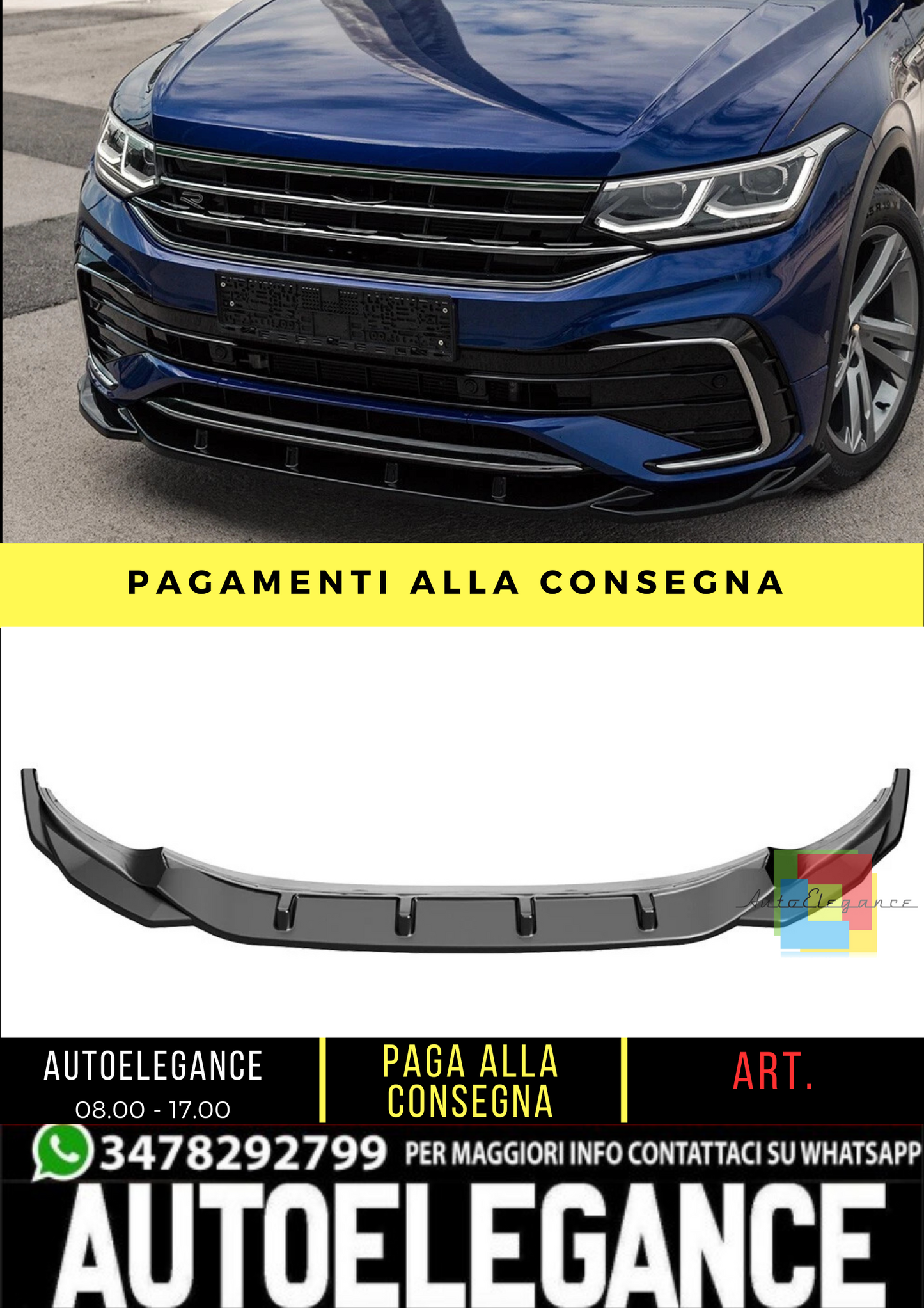 🔥 Spoiler Anteriore adatto per VW Tiguan MK2 R R Line Facelift dal 2020 🔥