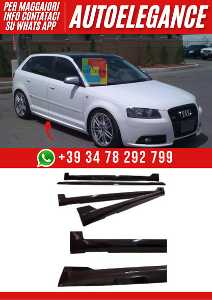 ❤️Minigonne Laterali Compatibili con Audi A3 8PA 5 Porte 2005–2012 (ver. 2)❤️