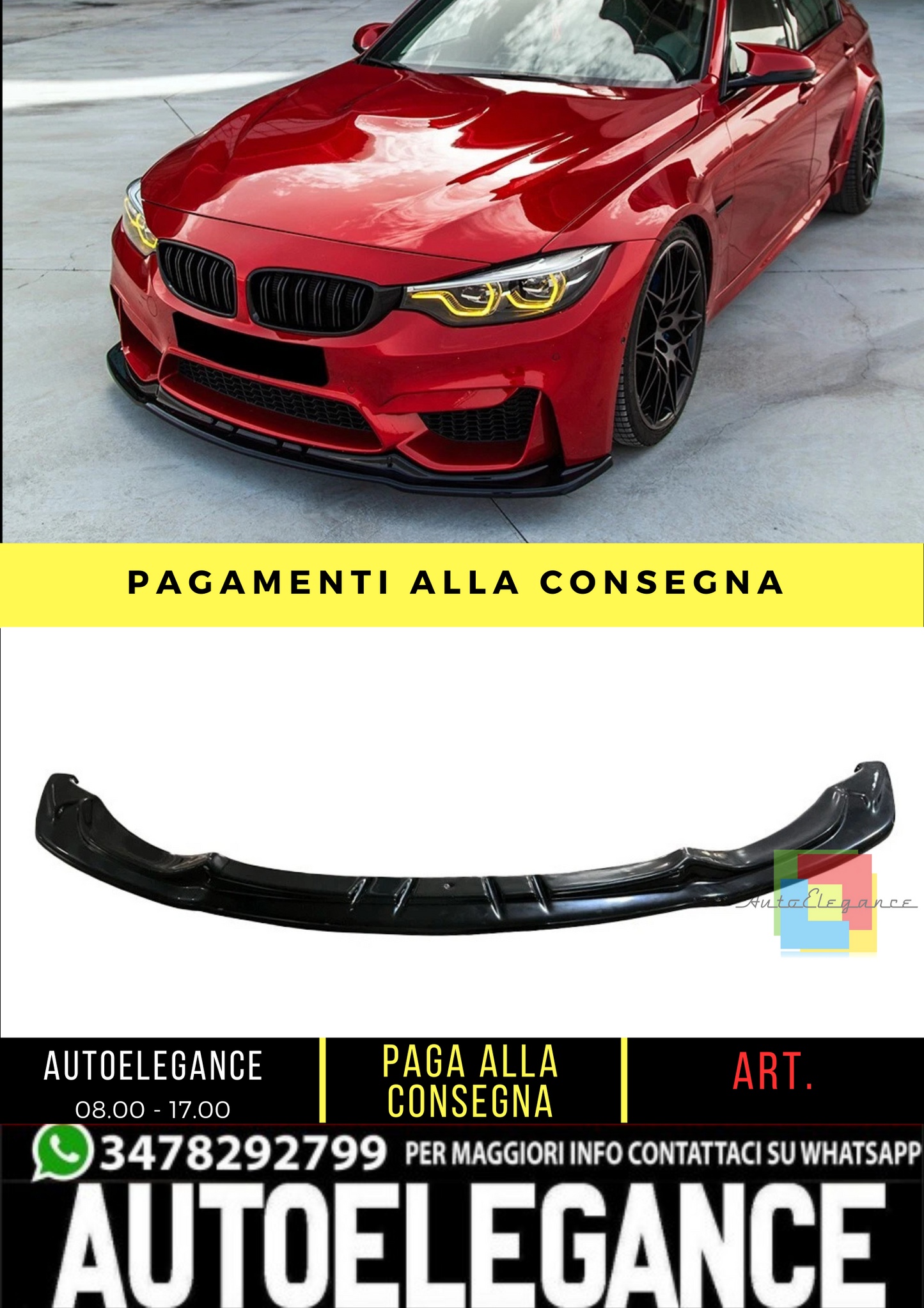🔥 Spoiler Anteriore adatto per BMW M3 F80 dal 2014 al 2018 🔥
