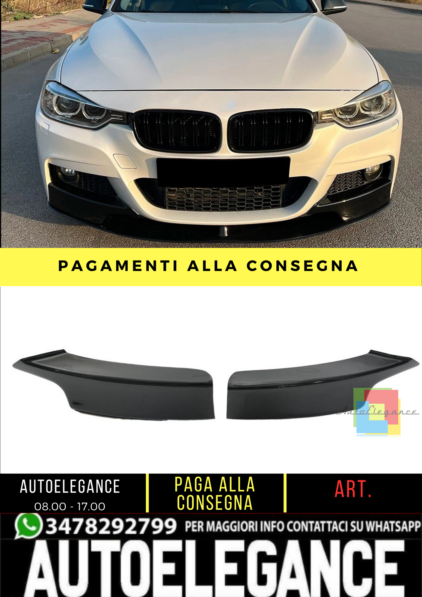 🔥 Spoiler Anteriore adatto per BMW Serie 3 F30 Pacchetto M dal 2012 al 2019 🔥