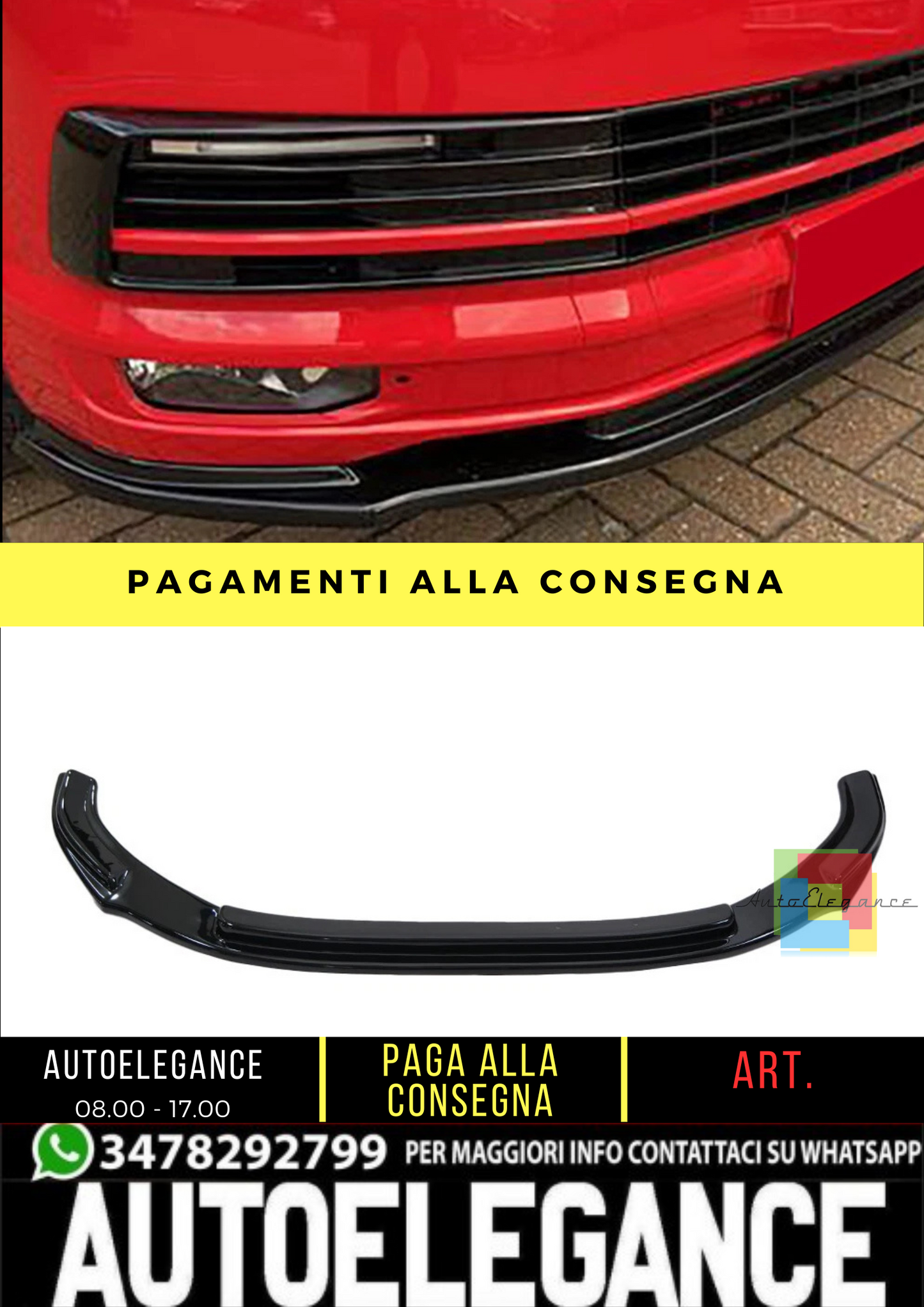 🔥 Spoiler Anteriore adatto per VW Transporter T6 dal 2015 al 2019 🔥