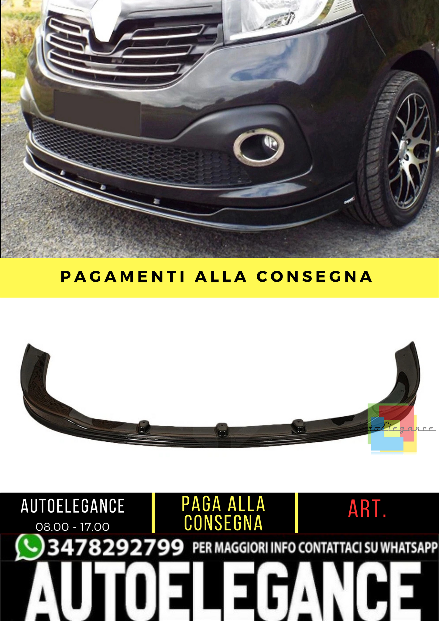 🔥 Spoiler Anteriore adatto per RENAULT Trafic dal 2014 al 2018 🔥