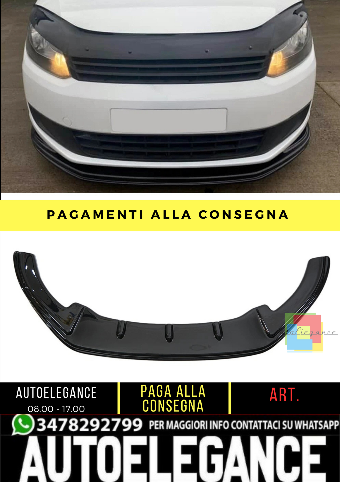 🔥 Spoiler Anteriore adatto per VW Caddy MK3 Facelift dal 2010 al 2015 🔥