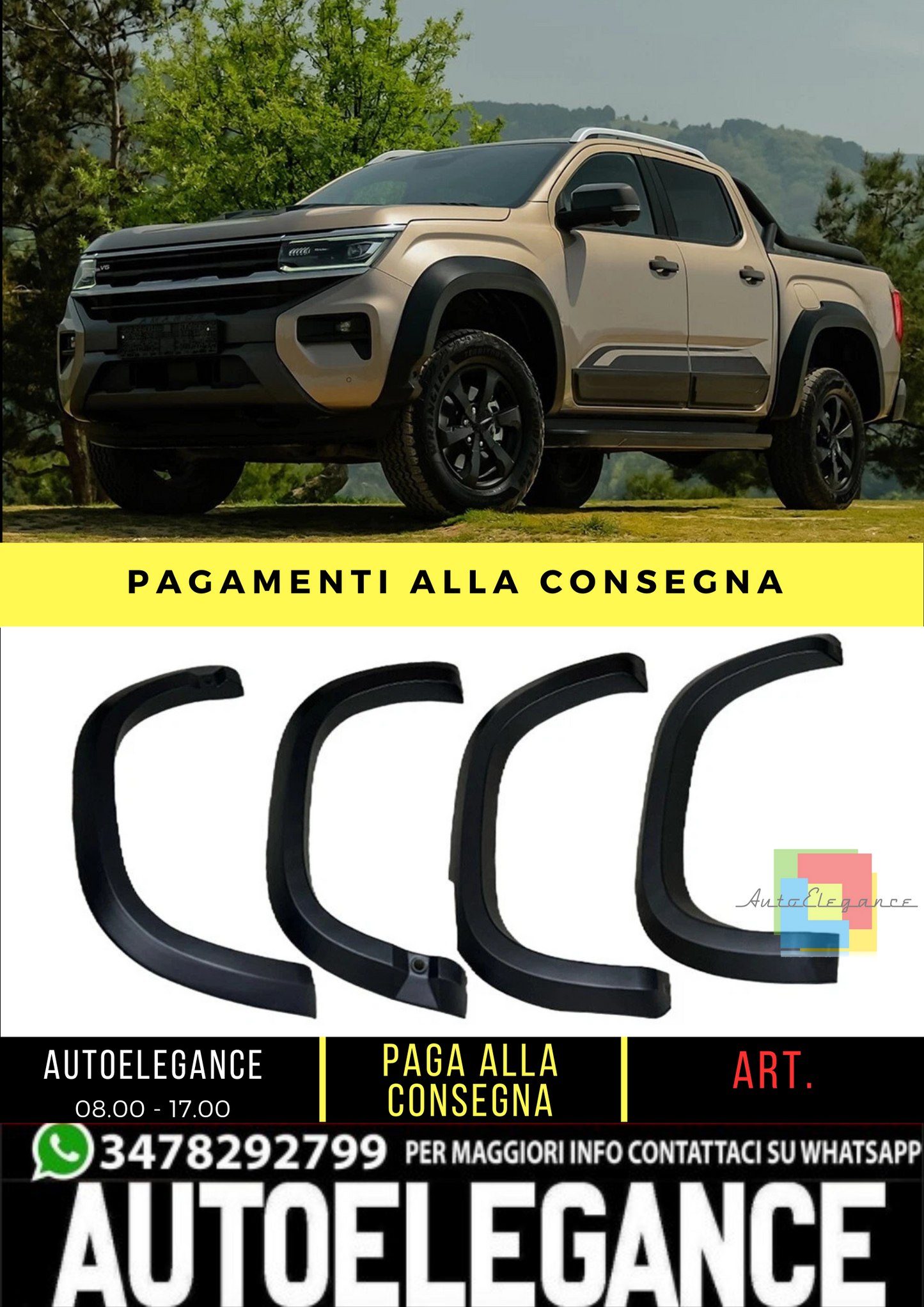 🔥 Protezioni parafango adatto per VW Amarok dal 2022 4 pezzi 🔥