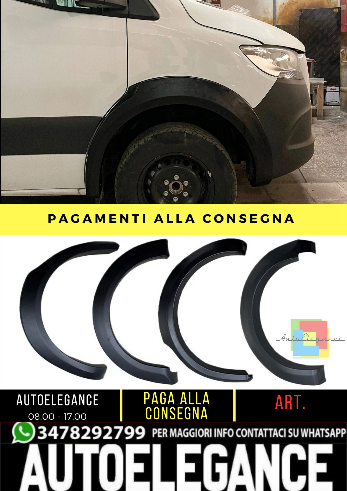 🔥 Protezione Parafango adatto per Mercedes Sprinter W907 dal 2018 4 pz 🔥