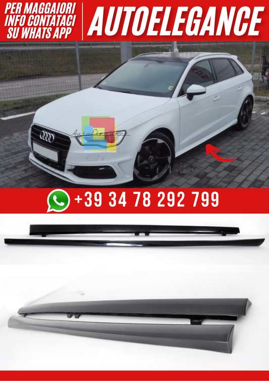 ❤️Minigonne Laterali per Audi A3 8V Sportback 5 Porte 2012–2020 Look S-Line❤️