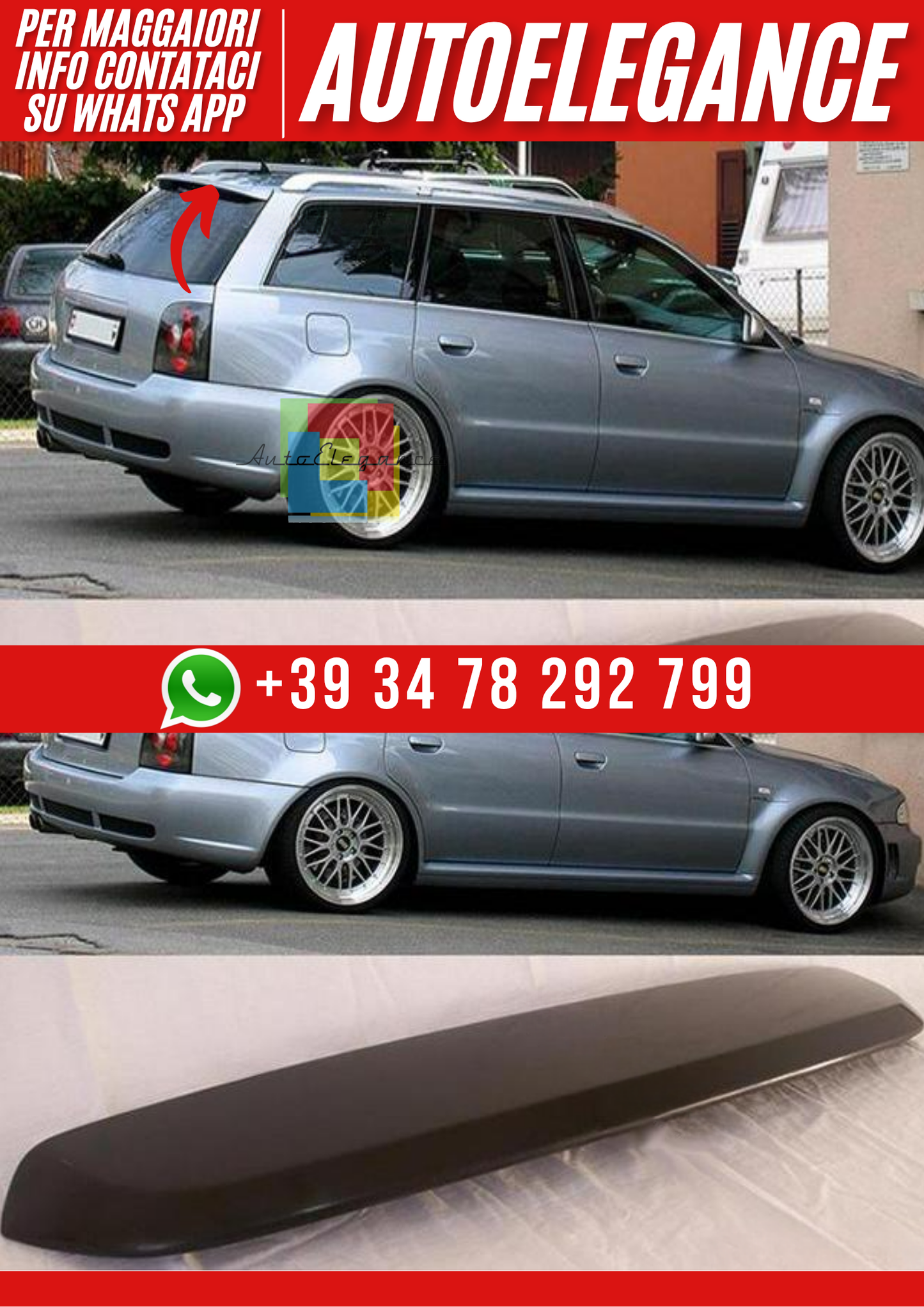 ❤️Spoiler Posteriore Tetto Compatibile con Audi A4 B5 Avant 1995–2001 Look Spo❤️