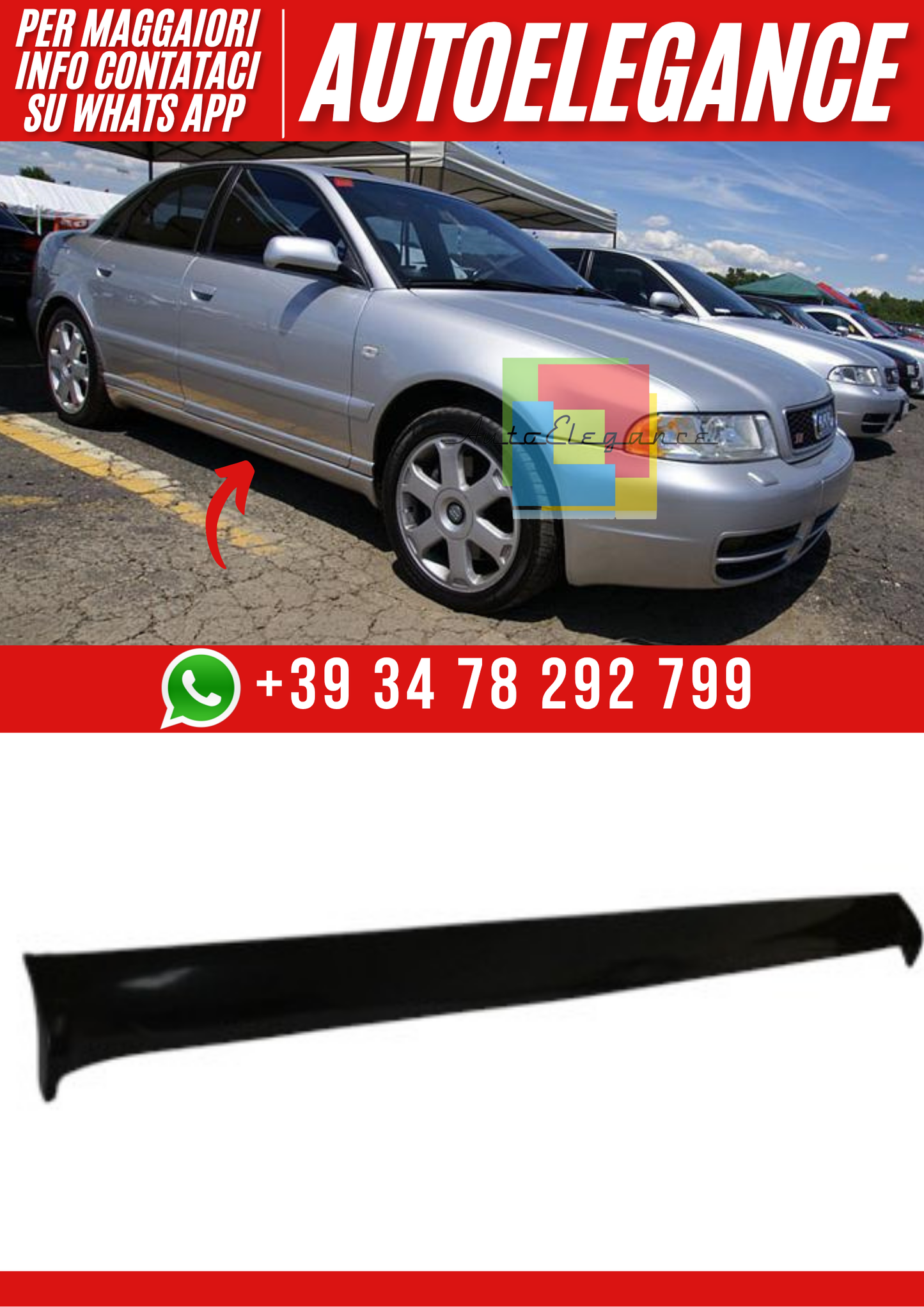 ❤️ Minigonne Laterali Compatibili con Audi A4 1995–2001 Look S-Line Ver.1❤️