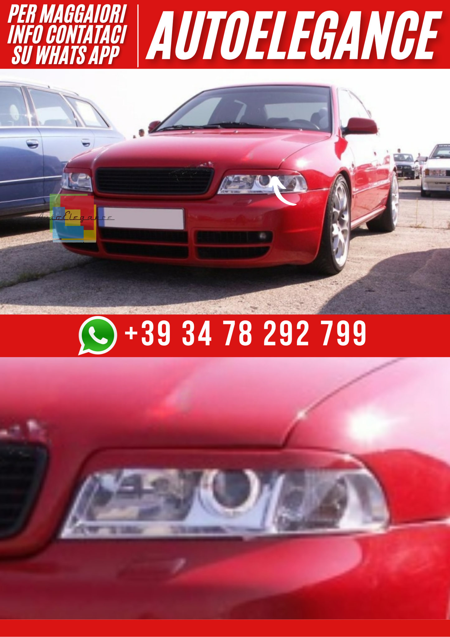 ❤️ Palpebre Fari Compatibili con Audi A4 B5 1995–2001 Look Sportivo❤️