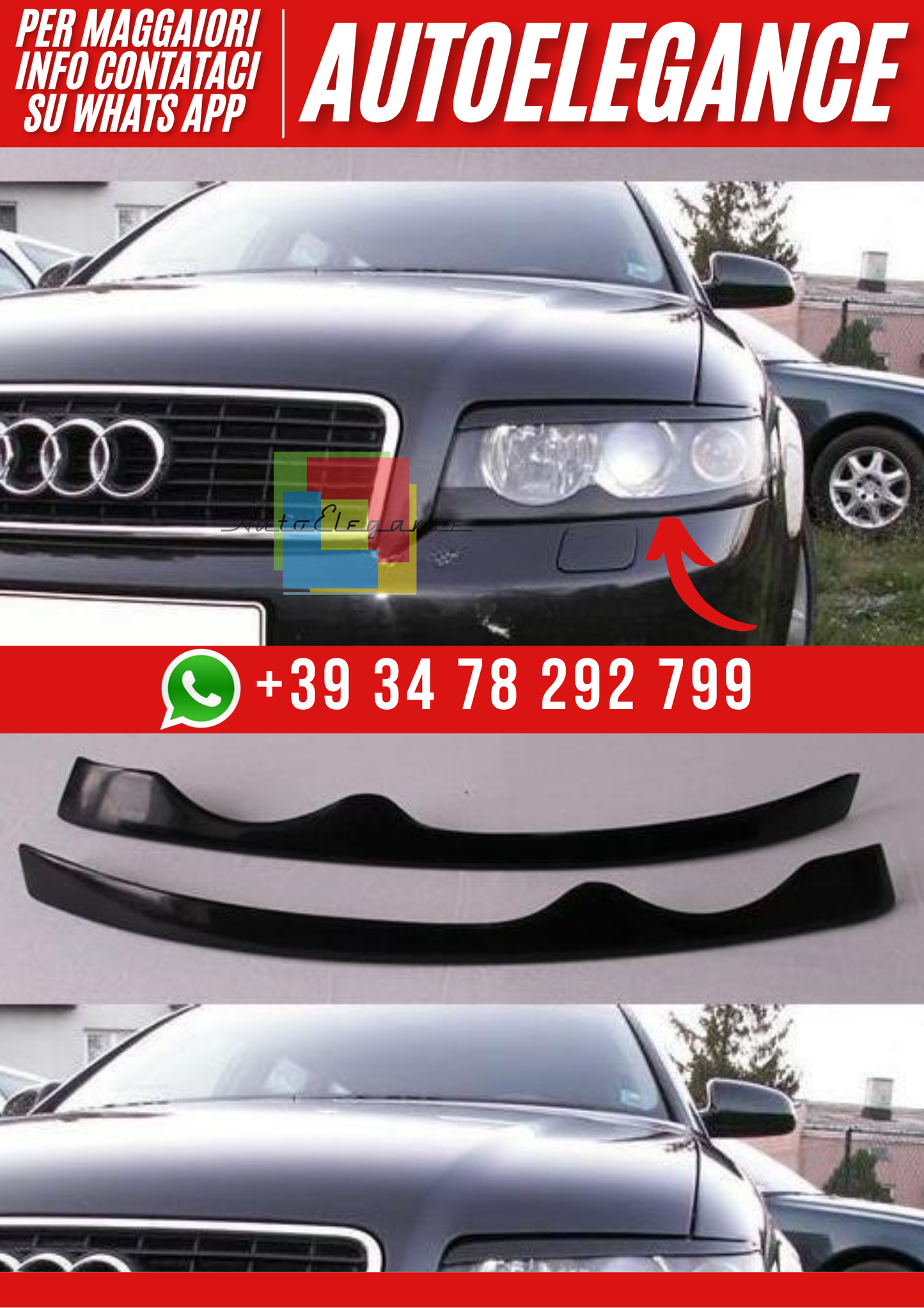❤️Palpebre Fari Inferiori Compatibili con Audi A4 B6 2001–2004❤️