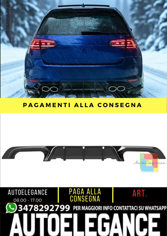 🔥 Diffusore posteriore adatto per VW Golf Mk7 R dal 2013 al 2016 🔥