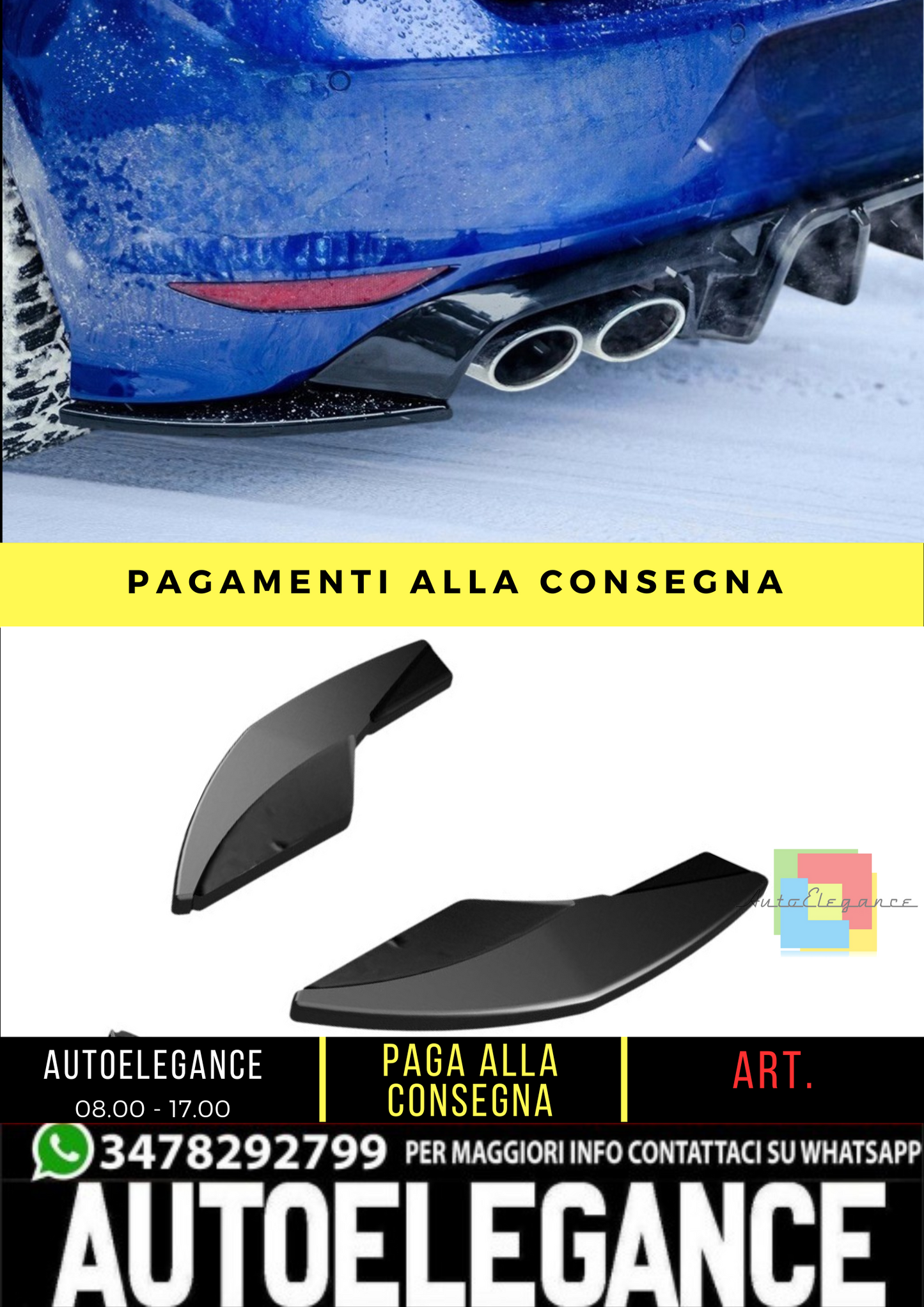 🔥 Alette Collo Coda adatto per VW Golf Mk7 R dal 2013 al 2016 v3 2 pz 🔥