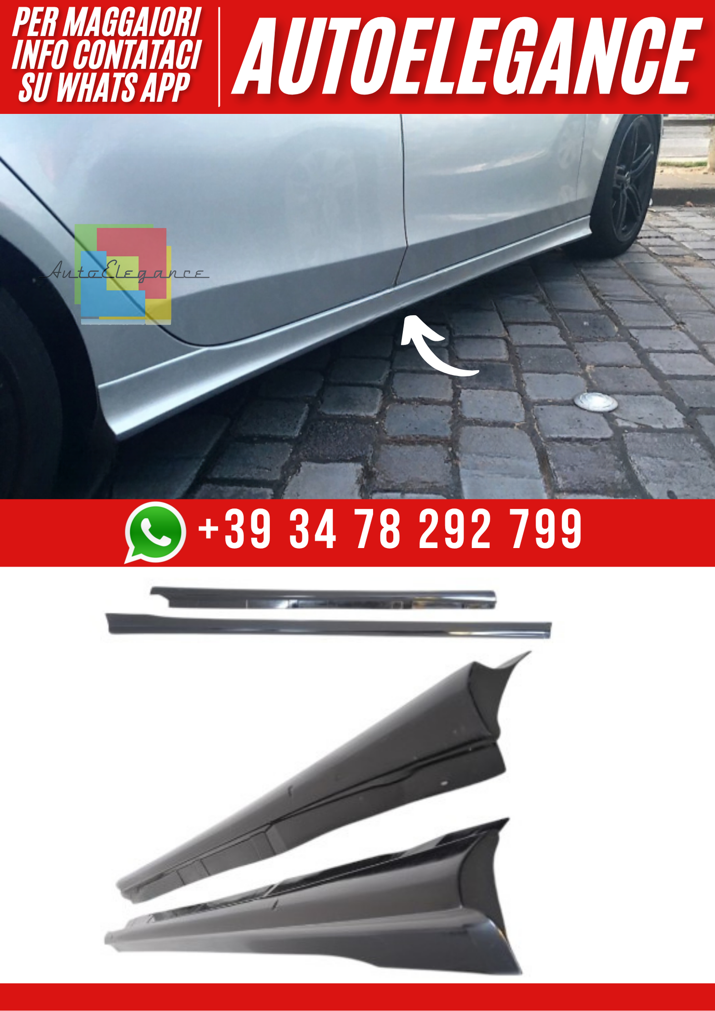 ❤️Minigonne Laterali per Audi A4 B8 Berlina/Avant 2008–2015 – Look Sportivo S-❤️
