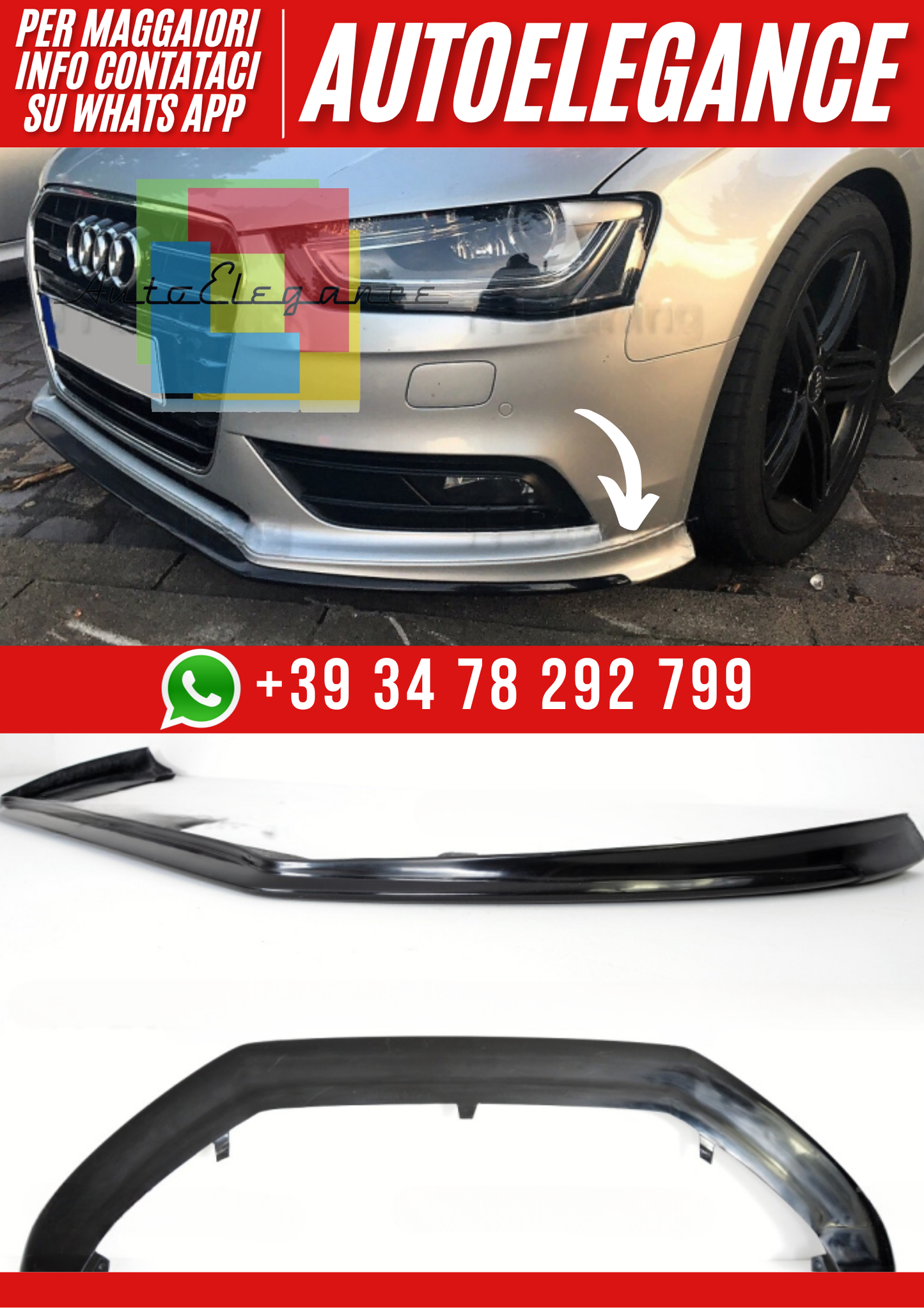 ❤️Splitter Anteriore per Audi A4 B8 Restyling 2011–2015❤️