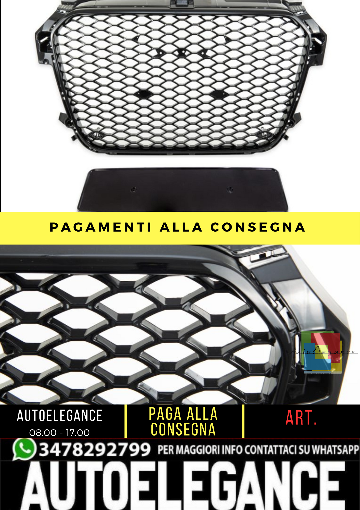 🔥 Griglia Anteriore adatto per Audi A1 RS Look Sportback Nero Lucido 🔥